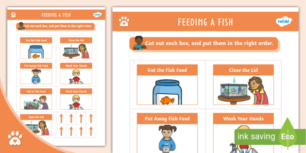 Feeding Pet Fish - Sequencing Cards - Pet Care - Twinkl Pets