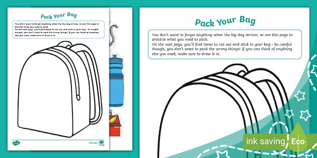 Starting Nursery Journal - Pack Your Bag (teacher made)