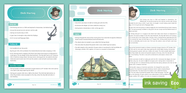 Dirk Hartog Differentiated Fact Files - Year 4 HASS - Twinkl