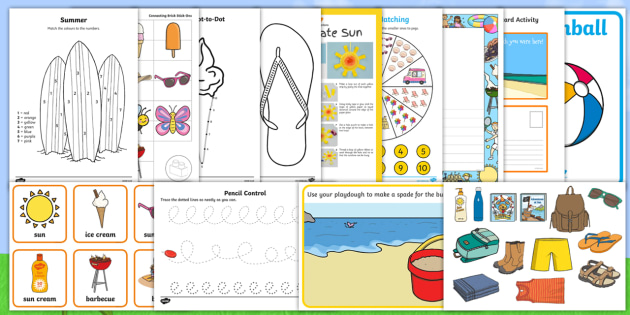 kindergarten summer worksheets for kids activity pack