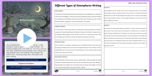 Atmospheric Writing Examples Worksheet And PowerPoint