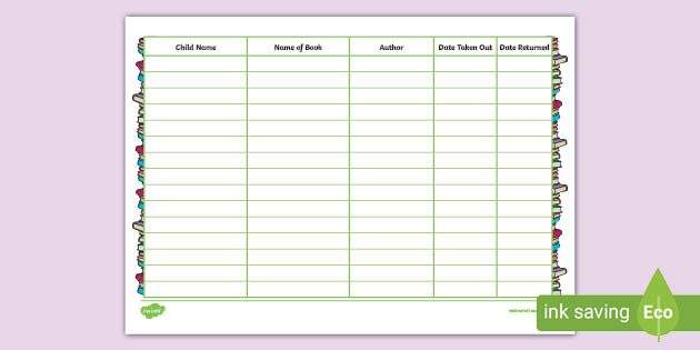 Printable Classroom Library Check Out Sheet (teacher made)