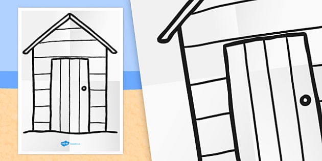 FREE Large Seaside Themed Beach Hut Coloring Template