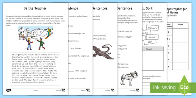 Year 3 And 4 Apostrophes For Possession With Plural Nouns Activity Booklet