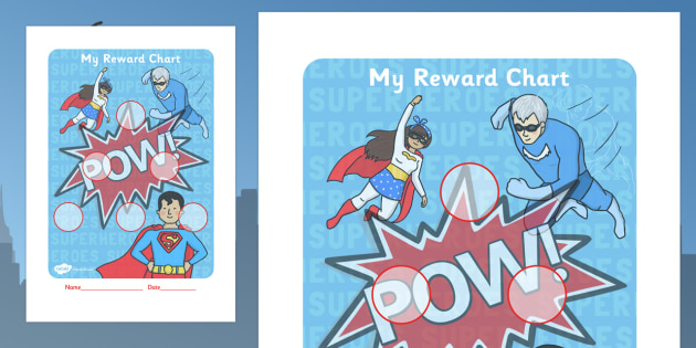 Super Heroes Themed Sticker Reward Chart 30mm Teacher Made