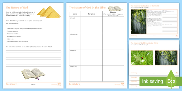the nature of god shown in the world worksheet worksheets
