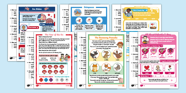 KS1 February Reading Comprehension Activity Pack