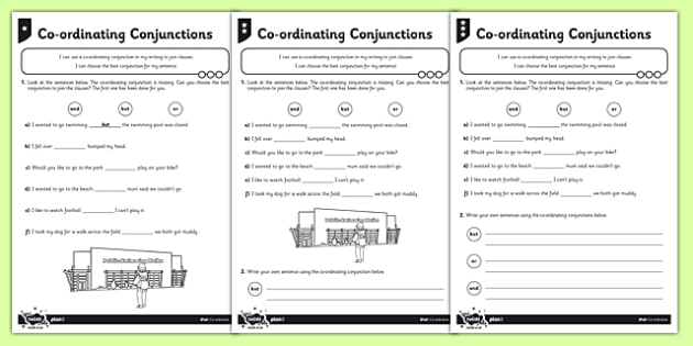 coordinating conjunctions differentiated worksheet worksheet pack