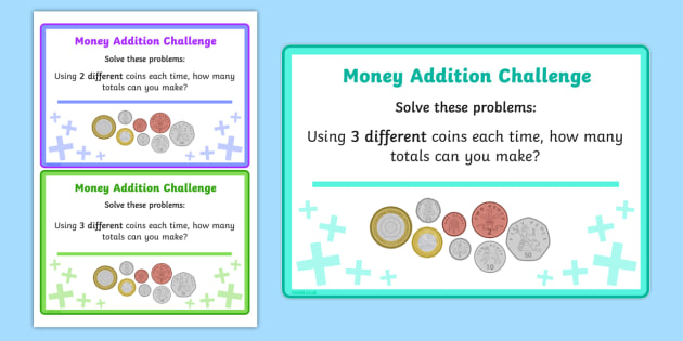 Adding Coins Math Challenge Cards 6710