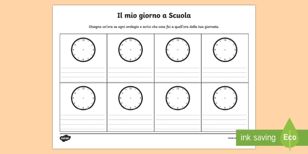 Il Mio Giorno A Scuola Esercizio Il Mio Programma