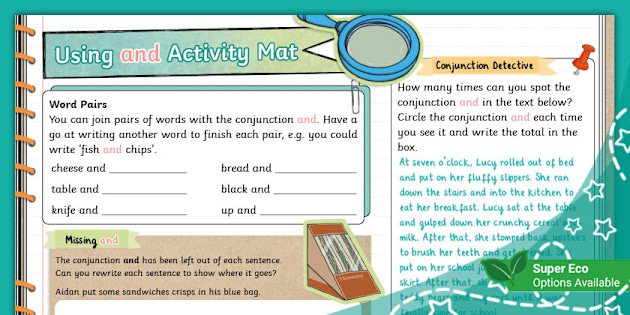 Using And Activity Year 1 Conjunctions Parent Guide and Activity Ideas - Twinkl Guides