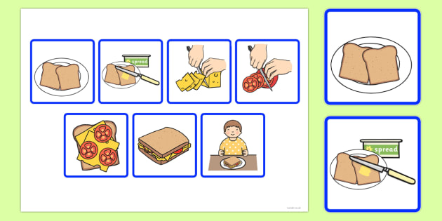 7 Step Sequencing Cards Making A Sandwich Twinkl