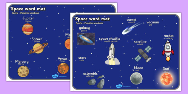 Space Word Mat Romanian Translation Teacher Made