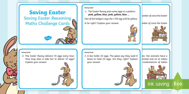 Year 2 Saving Easter Reasoning Maths Challenge Cards