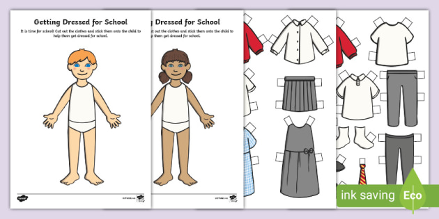 Getting Dressed for School Paper Dolls Activity