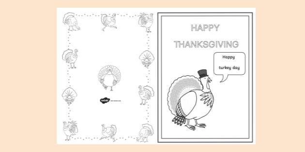 FREE! - Turkey Thanksgiving Dinner Card Colouring Activity