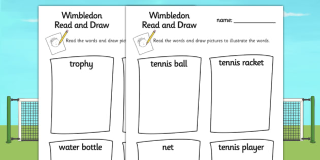 wimbledon tennis read and draw worksheet teacher made