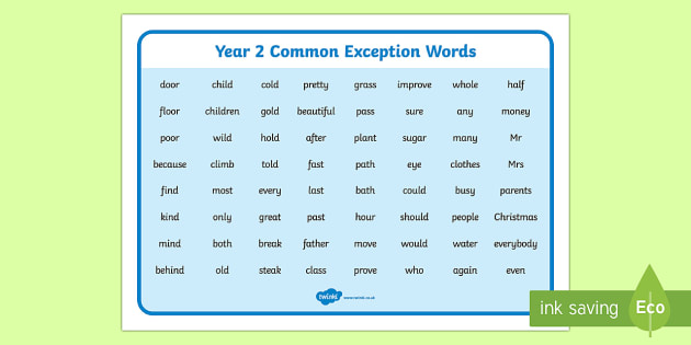 Year 2 Common Exception Word Mat (teacher made) - Twinkl