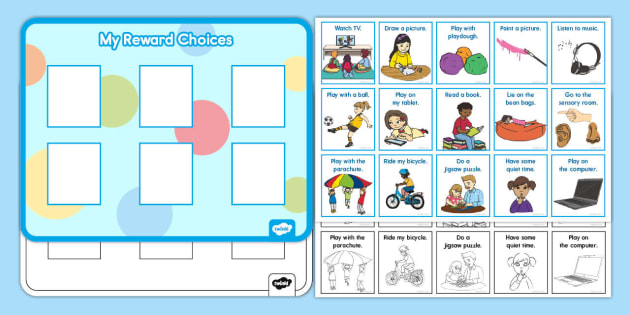 Visual Reward Choice Menu Token Board Behavior Charts, 04/01/2024
