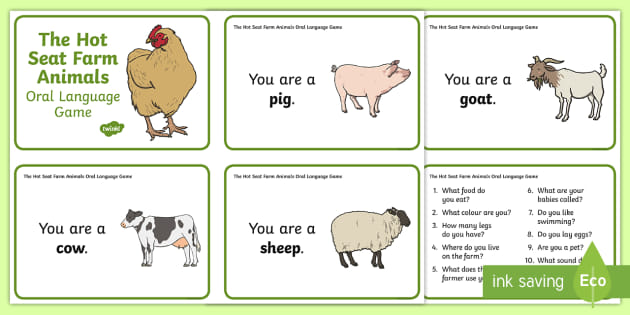 The Farm Hot Seat Oral Language Role-Play Language Cards