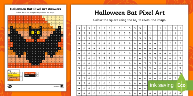 FREE! - Halloween Bat Pixel Art Template | Twinkl | Halloween | KS1