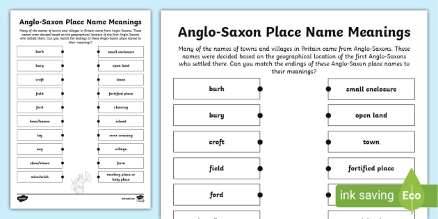 anglo saxon place names primary homework help