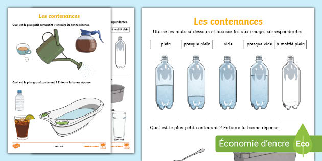 Exercices Sur Les Contenances Ce2 à Imprimer exercices sur les contenances ce2 en ligne