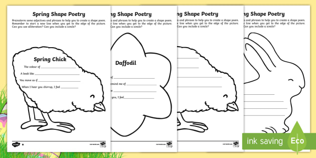 ks1 spring shape poetry differentiated activity sheets