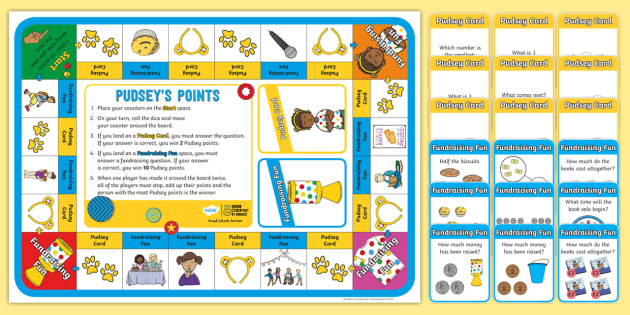 * NEW * KS1 BBC Children in Need Pudsey's Fundraising Maths Board Game Pack