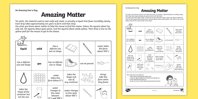 states of matter worksheet primary science resources