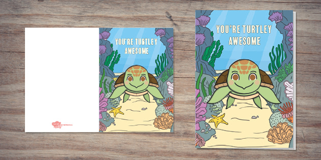 Thank You For Being Turtley Awesome Card Thank You Greetings Card Handmade Thinking Of You