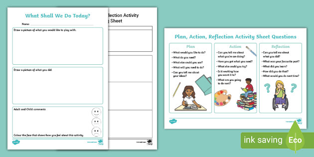 Plan, Action, Reflection Activity Planning Sheet template EYFS