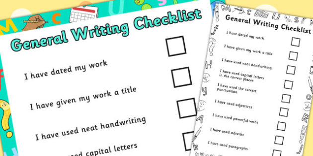 writing checklist printable