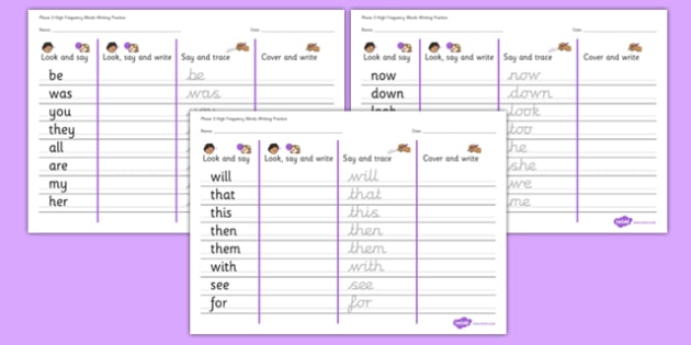 High Frequency Word Writing Games