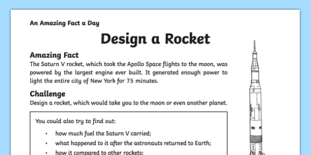 Design a Rocket Worksheet / Activity Sheet - amazing fact a day