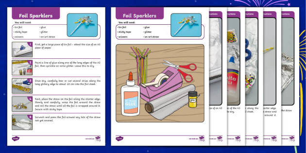 Foil Sparklers Craft Instructions (teacher made)