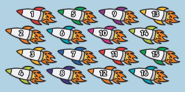 Numbers 1-20 on Rockets Cut Outs