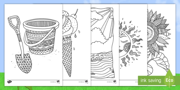 Summer Mindfulness Colouring Pages English/Afrikaans