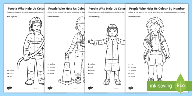 People Who Help Us Colour By Number Dots Pack Teacher Made