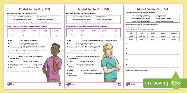 modal verbs gap fill differentiated worksheet teacher made