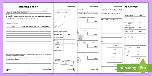 KS2 Reading Scales Worksheets - Year 3 & 4 Resources