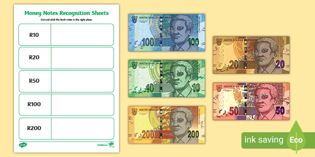 south african money worksheet notes recognition sa rand