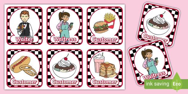 American Diner Role Play Badges (teacher made)