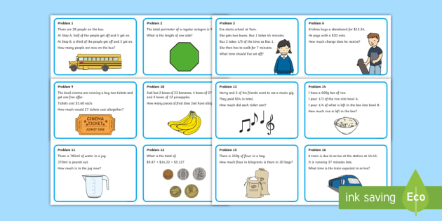 Australian Maths Problem Challenge Cards - Maths Problem Cards Year 5