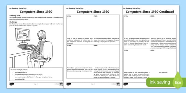 computers since 1950 worksheet worksheet worksheet