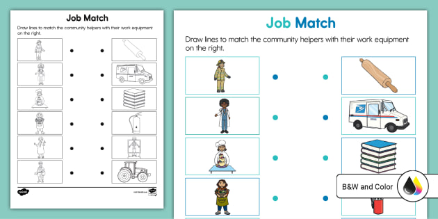 kindergarten job match activity teacher made