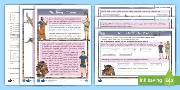 Icarus Character Profile Activity Sheets (Teacher-Made)