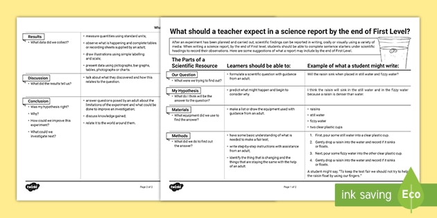 CfE First Level Writing a Science Report Teacher Guide