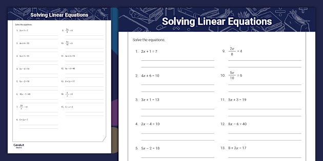 10 Solving Linear Equations Worksheet