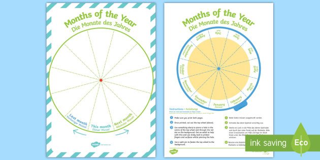 Months of the Year Sequencing Wheel Display Pack English/German